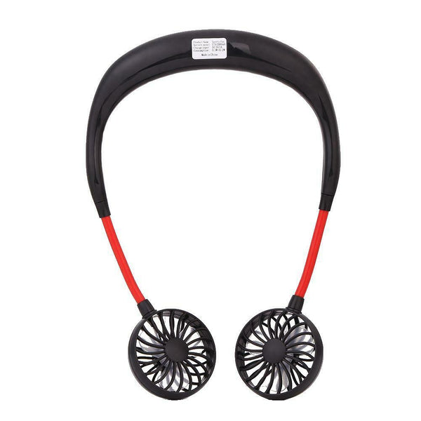 USB Rechargeable Wearable Portable Mini Hand Free Fan Neckband Fan (Black)