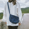 Women Canvas Denim Crossbody Bags Pure Color Flap Shoulder Bag (Dark Blue)