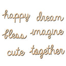 6 Pieces Natural Wood Word Art Sign Happy Dream Cute for Scrapbooking Card Craft