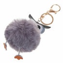 New Cute Pompom Fluffy Owl Keychain Faux Rabbit Fur Ball Women Bag Car Pend J1F2