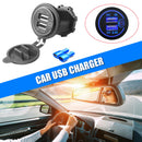 Motorcycle 3.1A Dual USB Charger Socket Outlet with Touch Switch + 2 Terminals