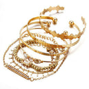 7Pcs/Set Bohemian Retro Crystal Geometry Open Bangle Bracelet Women JewelryS Gw