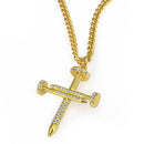 Punk Rock Crystal Cross Crucifix Pendant Necklace Women Mens Fashion Jewelry