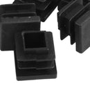12 Pc 16mm x 16mm Square Striated Plastic Table End Plugs Inserted Tube