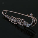 2pcs Retro Crystal Peacock Metal Large Safety Pin Brooch Sweater Scarf Clip