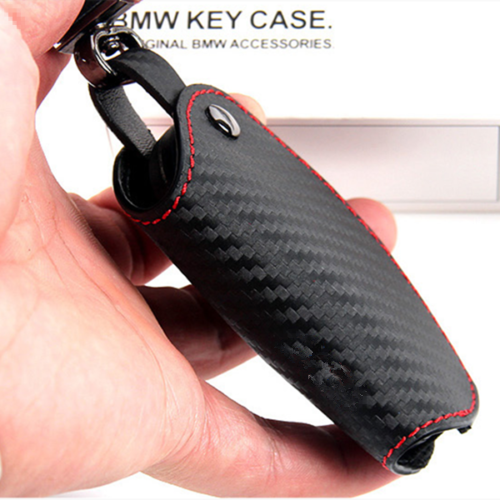 Real Leather Carbon Fibre Style Key Cover Case For BMW 1 2 3 4 5 6 7 Series