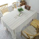 1X(White Table Clothes For Wedding Rectangle Crochet Tables Cover Handmade