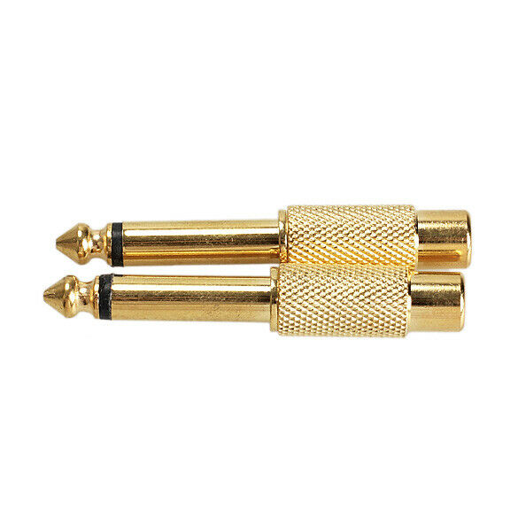 2pcs 6.35mm 1/4inch Male Mono Plug To RCA Female Audio Adapter Connector A#S