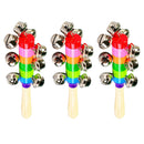 3 Christmas Hand Jingle Bells Hand Sleigh Bells Rainbow Shake Bells Ring Musical