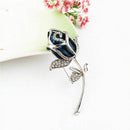 Blue Crystal Brooch Womens Classy Rose Flower Brooch Pin