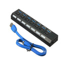 7 Ports USB 3.0 Hub Extension High Speed Adapter Switch For PC Charger KXH