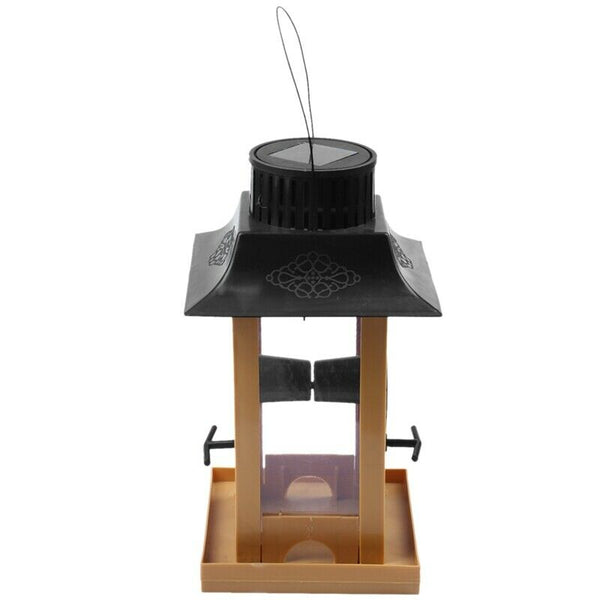 New Solar Parrot Feeder Led Light Bird Feeder Station Hanging Pigeon Crow P