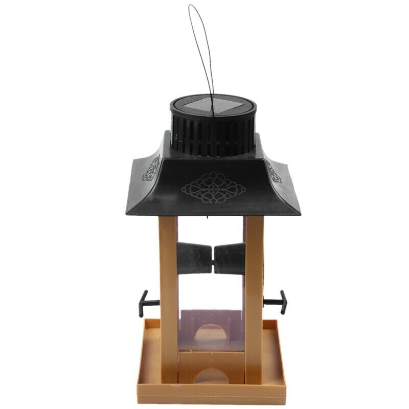 New Solar Parrot Feeder Led Light Bird Feeder Station Hanging Pigeon Crow P