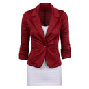 Women's Casual Work Solid Color Knit Blazer Plus Size One button Jacket(red P9V5