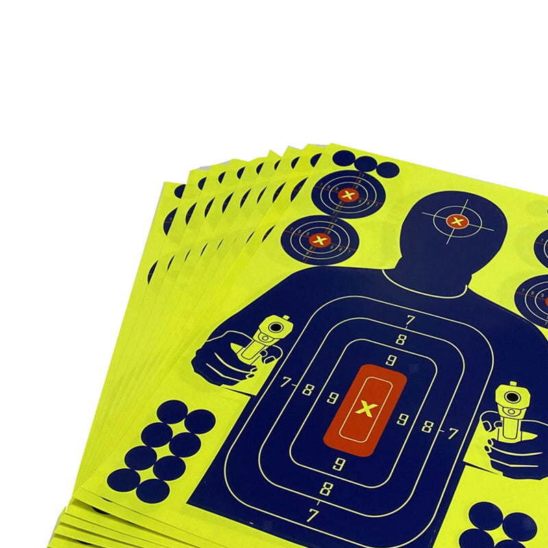 10 Pieces Paper Targets - Splatter Shots Burst Bright Fluorescent Yellow & Blue