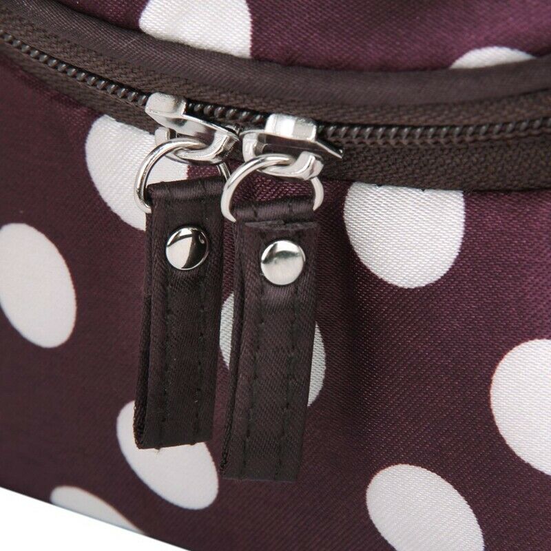 Coffee Small White Polka Dot Dual Zipper Cosmetic Bags Toiletry Makeup Bags U1P9