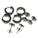 4 Pairs Assorted Style Stainless Steel Huggie Earrings Black Small Hoop Studs