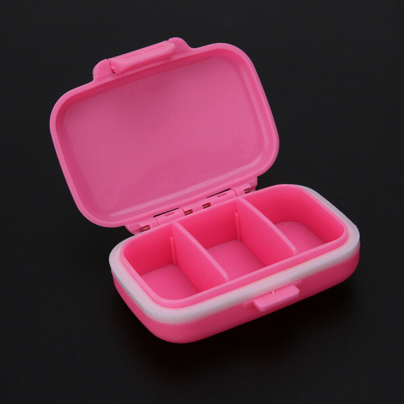 3 Grids Portable Pill Box Medicine Jewelry Storage Case Container(Pink)