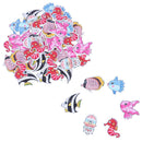 50PCs Wooden Buttons Colorful Mixed Fish Scrapbook Sewing Accessories DIY Cra3C