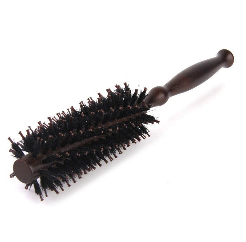 Wood Handle Hairdressing Bristle Curling Round Hair Comb Brush Hairbrush