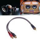 1pc 30cm 2 RCA Male to 1 RCA Female OFC Splitter Cable for Car Audio System