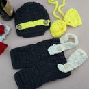 Newborn Baby Crochet Photo Props 3pcs Clothes Hat Bowtie Suspender Pants