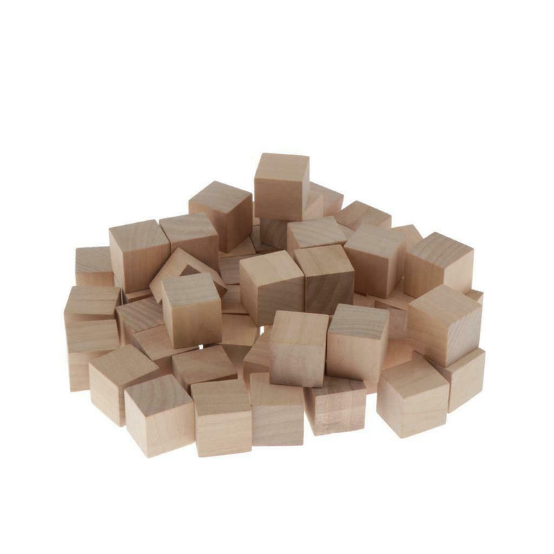 50pcs Blank Wooden Cubes Unfinished Wood Blocks for Art Crafts and Carving