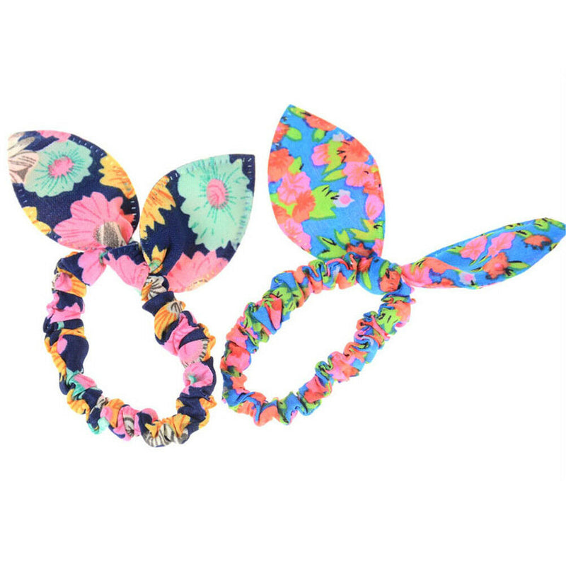 12PCS Girl Rabbit Ear Scrunchies Hair Band Rope Elastic Tie Ponytail Holder ~ï¼ˆ