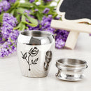 Stainless Steel Polished Urn Funeral Cremation Container Rose Flower Pattern