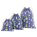 3pcs Fashion folding bundle mouth gift bag Dark blue cactus 61#