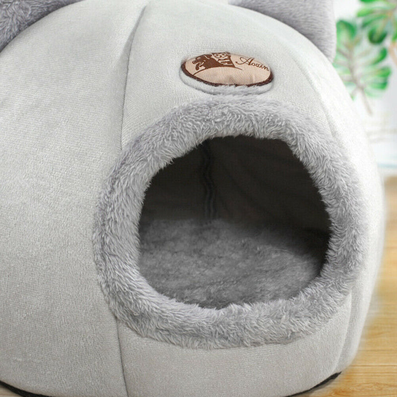 Pet Dog Cat House Foldable Kennel Winter Warm Nest Puppy Sleeping Cave (M)