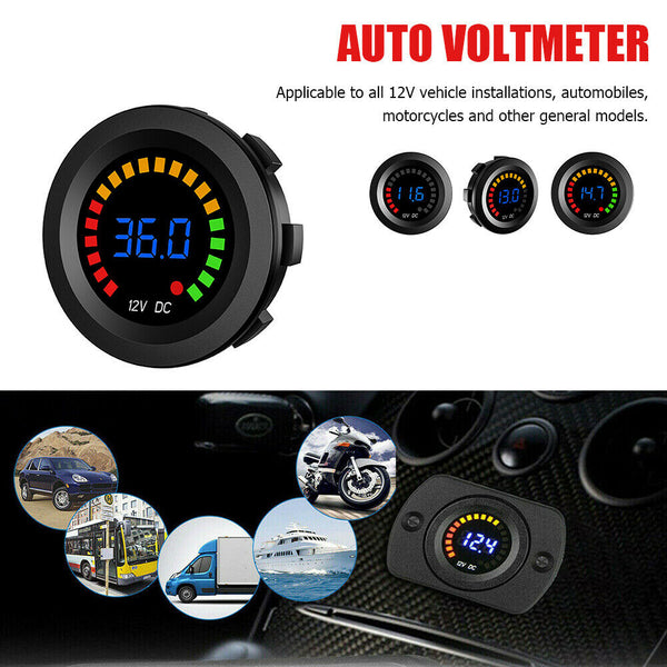 LED Digital Color Display Voltmeter Volt Panel Meter for 12V Car Motorcycle A#S