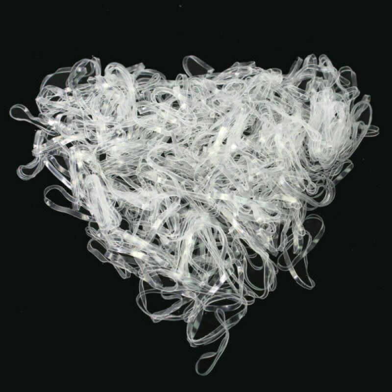 200pcs Scrunchies Tiny Clear Hair Elastic Ties Band Ponytail Holder Rubber