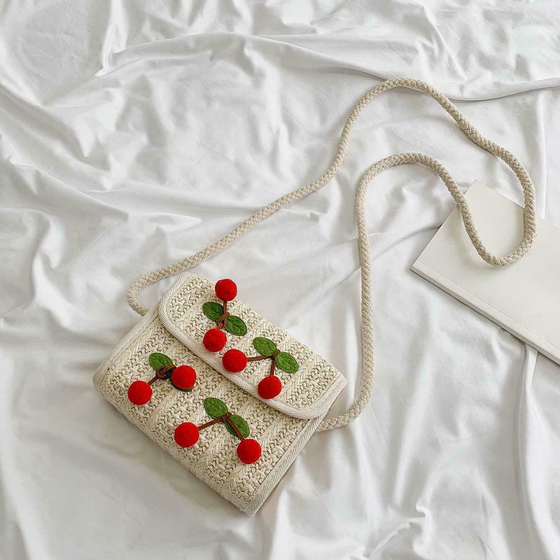 Summer Cherry Straw Messenger Bags Women Handbags Crossbody Shoulder Bag A