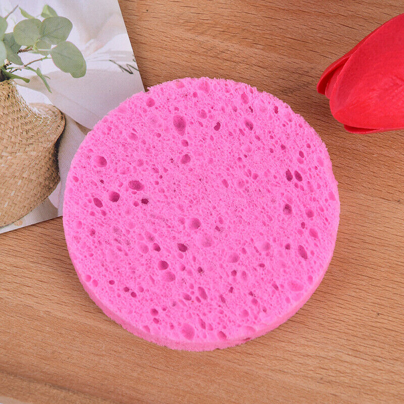 Natural Plant Fiber Face Wash Cleansing Round Sponge Beauty Makeup Tool Pink: Gw