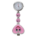 Pink Heart Quartz Movement Clip Nurse Brooch Fob Tunic Watch Smile Face
