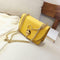 Fashion Women Messenger Bag Leather Pure Color Chain Shoulder Bag (Yellow)