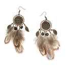 Womens Bohemian Earrings Long Tassel Feather Fringe Boho Dangle Jewelry