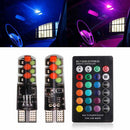 2PCS T10 COB RGB LED 6SMD Car Wedge Side Multicolor Light Bulbs w/Remote C PST