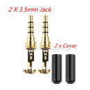 2 Pcs 3.5 mm Mono Headphone Solder Jack Plug Audio Connector Black Adapter