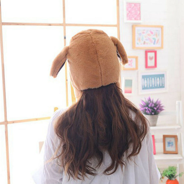 Bear Hat Ear Moving Jumping Hat Funny Lovely Plush Hat Cap For Women Girls
