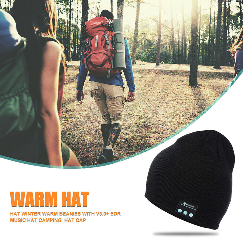 Men Women Bluetooth Earphone Music Beanie Hat Winter Autumn Knitted Cap Black