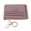 Short Leather ID Credit Card Holder Casual Wallets Coin Purse with Keychain