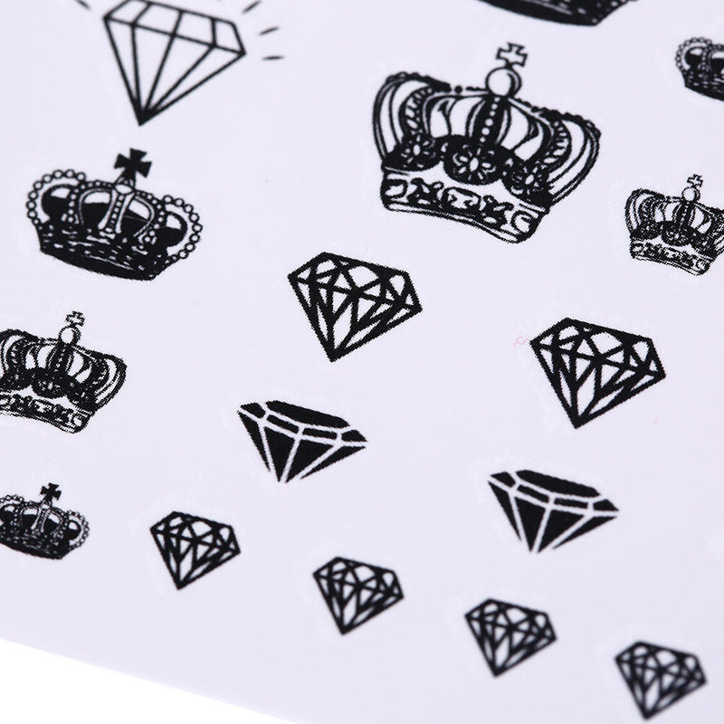 1X Diamonds and Crowns Temporary Tattoos Arm Leg Waterproof Tattoo Stickers B Hn