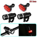 2x Sets LED Lamp Bike Bicycle MTB Front Head Light + Rear Safety Flashlight