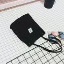 Korean Canvas Handbags Women Corduroy Shoulder Bags Shopping Totes (Black)