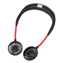 USB Rechargeable Wearable Portable Mini Hand Free Fan Neckband Fan (Black) A