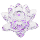 Crystal Lotus Flower Crafts Paperweights Buddhist Feng Shui Ornaments Purple