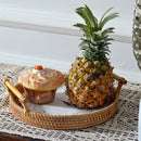 Rattan Handwoven  Severing Tray Food Storage Platters Plate Over HandlesS Ew
