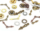 100Pcs/Lot Punk Mixed Gear Cog Pointer Charms Pendants DIY Jewelry Findings